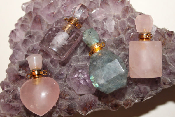 Crystal Perfume Bottle Pendant|Crystal Essential Oil Dropper Pendant|Essential Oil Dropper Necklace|Crystal Perfume Bottle Necklace