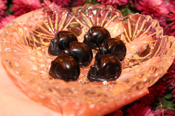 Black Obsidian Crystal Skull|Crystal Skull|2 CM Crystal Skull|Black Obsidian Crystal Skull Carving|Black Obsidian Crystal Skulls|Obsidian