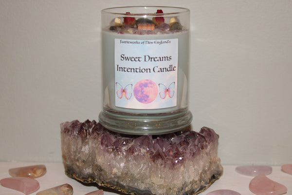 Sweet Dreams Candle|Crystal Candle|Crystal Candles|Intention Candle|Crystal Healing|Self Care|Meditation|Calm|Crystal Candles