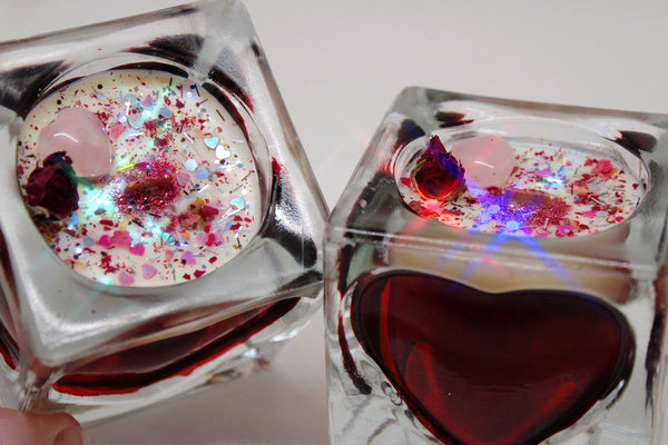 Sweetheart Tealights|Love Candle|Crystal Candle|Crystal Candles|Heart Candle|Valentine's Day Decor|Valentine's Day Candle|Love Ritual
