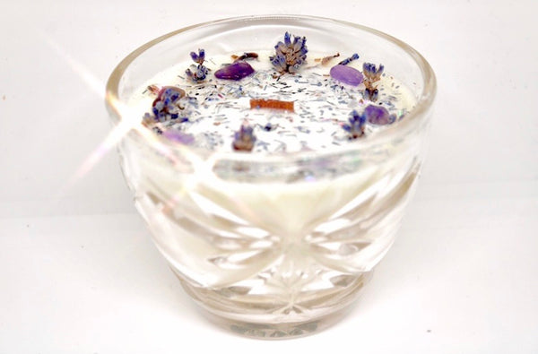 Serenity Vintage Candle|Calming Candle|Crystal Candle|Crystal Candles|Self Care Candle|Grounding Ritual|Self Care|Calming Ritual