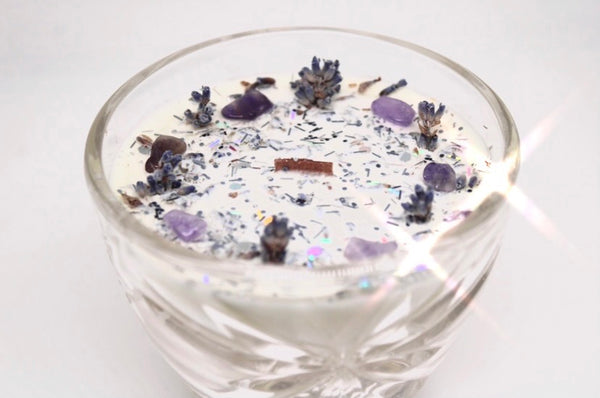 Serenity Vintage Candle|Calming Candle|Crystal Candle|Crystal Candles|Self Care Candle|Grounding Ritual|Self Care|Calming Ritual