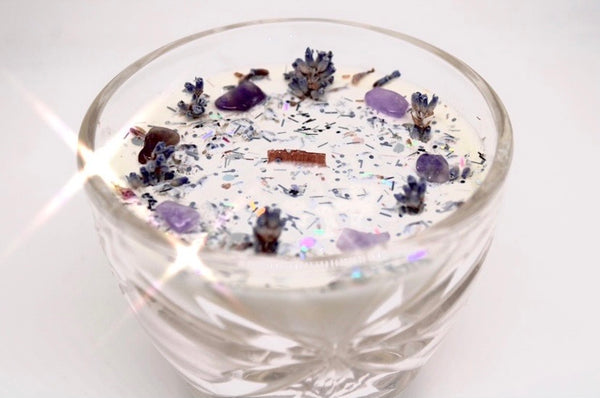 Serenity Vintage Candle|Calming Candle|Crystal Candle|Crystal Candles|Self Care Candle|Grounding Ritual|Self Care|Calming Ritual