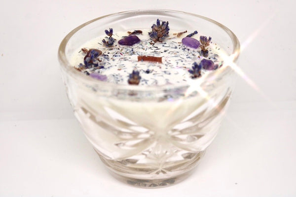 Serenity Vintage Candle|Calming Candle|Crystal Candle|Crystal Candles|Self Care Candle|Grounding Ritual|Self Care|Calming Ritual
