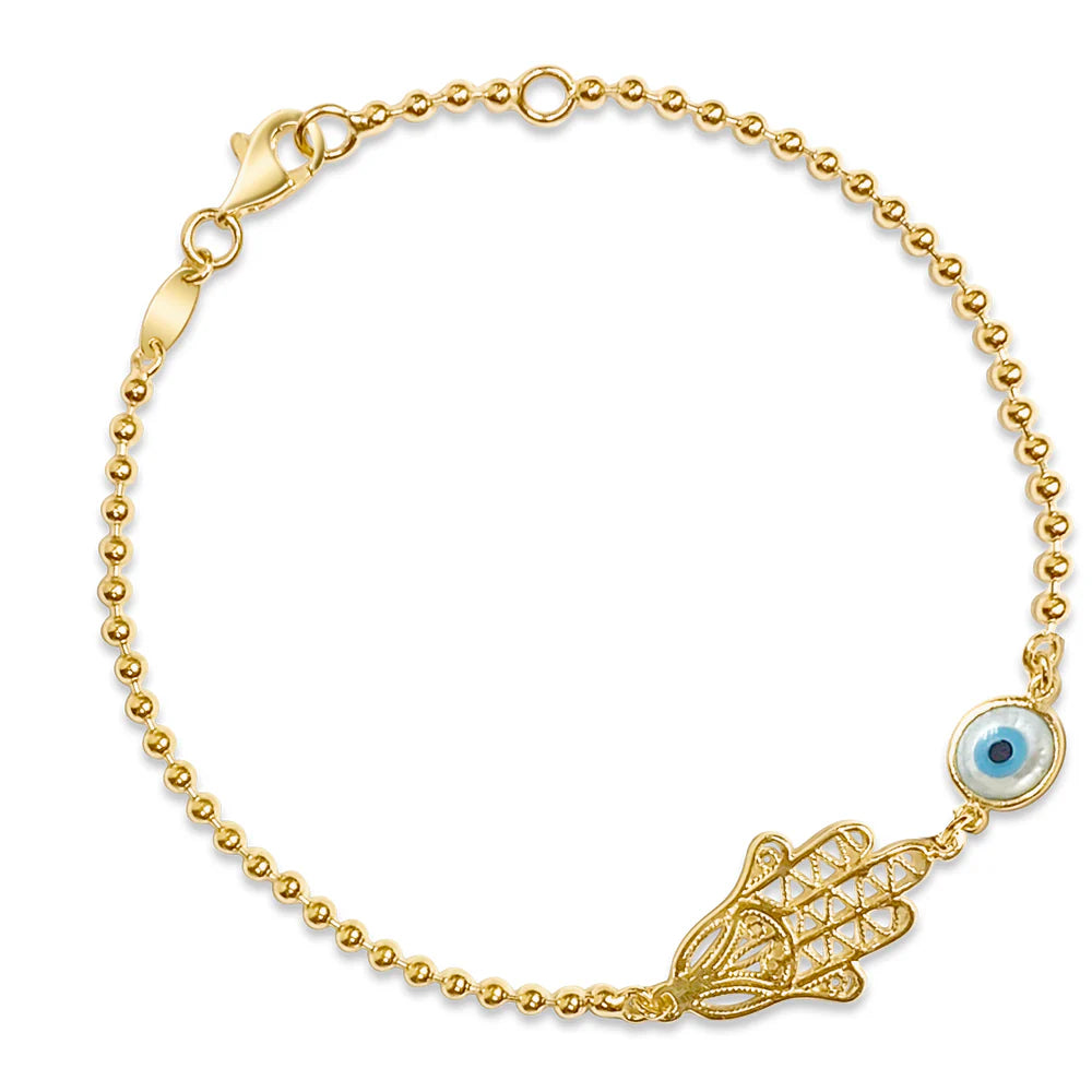 Hamsa and Evil Eye Bead Bracelet