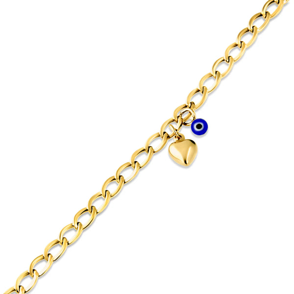 Heart and Evil Eye Bracelet