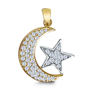 Sparkly Moon and Star Charm