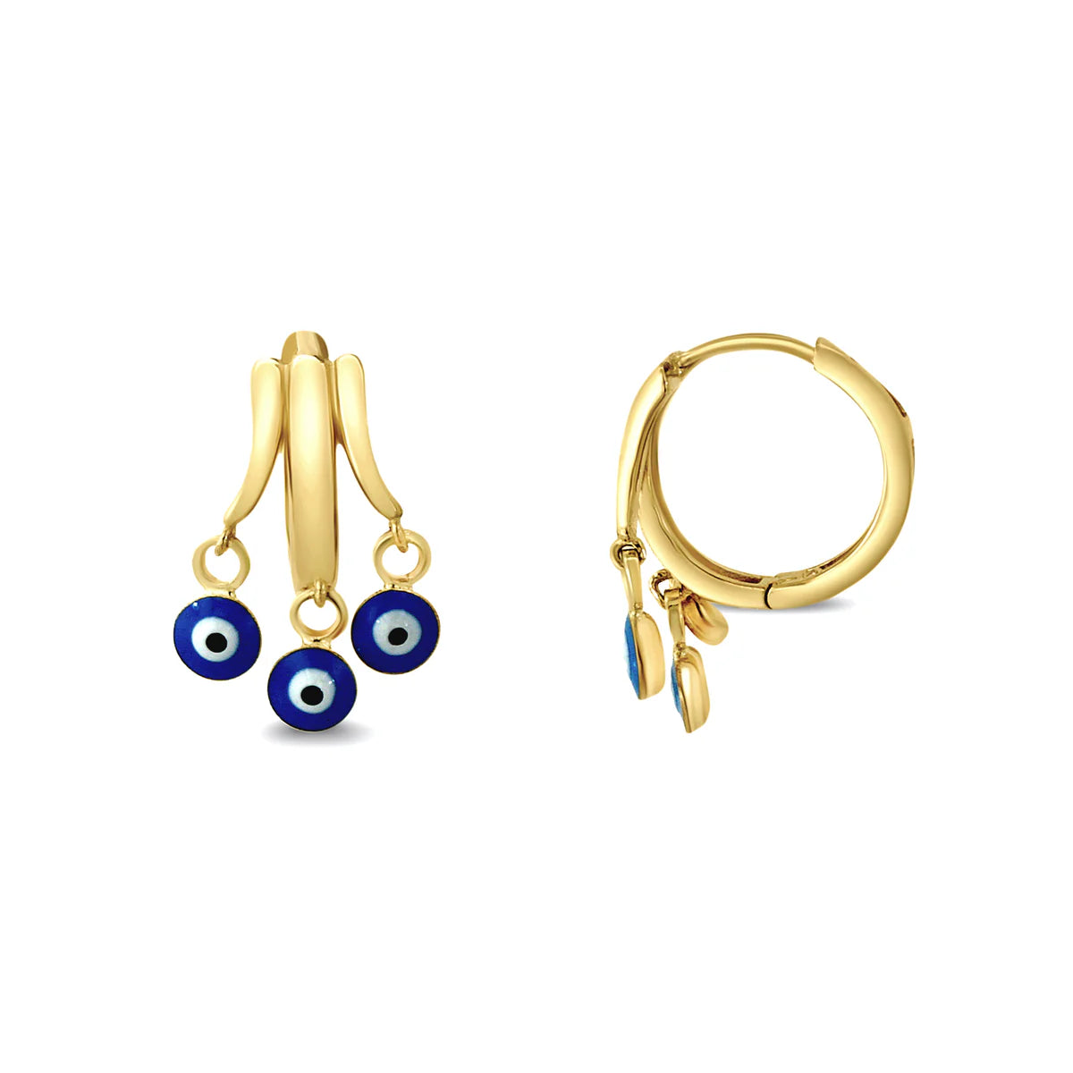 Ornate Evil Eye Huggie Hoops