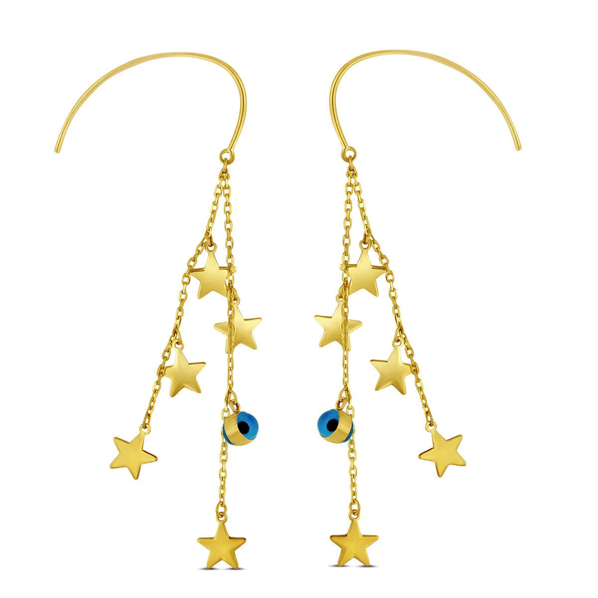 Evil Eye and Star Dangly Earrings