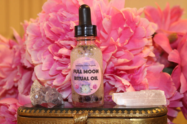 Full Moon Ritual Oil|Crystal Infused Body Oil|Body Oil|Crystals|Manifestation Oil|Shimmer Body Oil|Body Shimmer|Body Glitter|Full Moon Oil