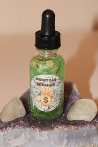 Money Bag Ritual Oil|Crystal Infused Body Oil|Body Oil|Crystal Oil|Abundance Oil|Shimmer Body Oil|Body Shimmer|Body Glitter|Money|Wealth