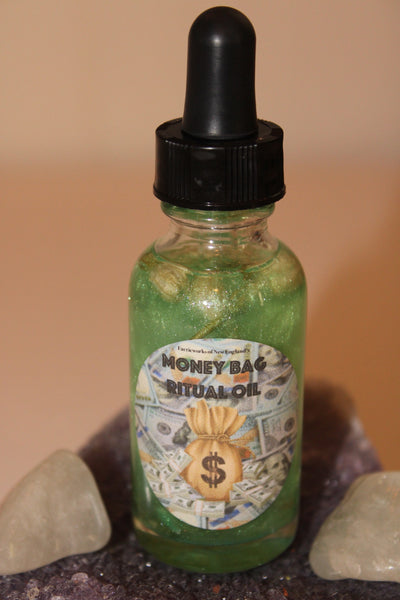 Money Bag Ritual Oil|Crystal Infused Body Oil|Body Oil|Crystal Oil|Abundance Oil|Shimmer Body Oil|Body Shimmer|Body Glitter|Money|Wealth