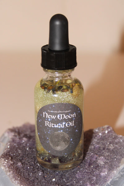 New Moon Ritual Oil|Crystal Infused Body Oil|Body Oil|Crystals|Manifestation Oil|Shimmer Body Oil|Body Shimmer|Body Glitter|New Moon Oil