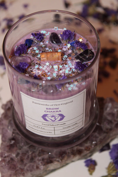 Brow Chakra Herbal Candle|Crystal Candle|Soy Wax|Vegan|Natural|Cruelty Free|Crystal Healing|Self Care|Chakras|Meditation|Crystal Candles