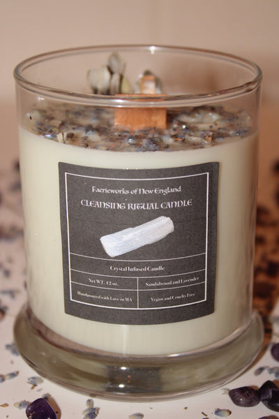 Cleansing Sage Intention Candle|Crystal Candle|Soy Wax|Vegan|Natural|Cruelty Free|Crystal Healing|Self Care|Cleansing|Smudge|Crystal Candles