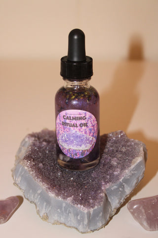 Calming Ritual Oil|Crystal Infused Body Oil|Body Oil|Crystal Oil|Intention Oil|Shimmer Body Oil|Body Shimmer|Calming Oil|Anti-Anxiety Oil