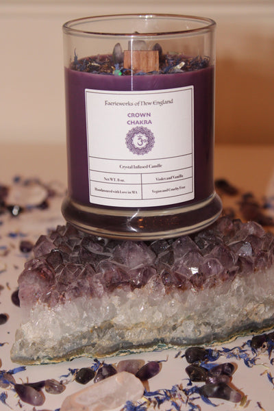 Crown Chakra Crystal Candle|Crystal Candle|Soy Wax|Vegan|Natural|Cruelty Free|Crystal Healing|Self Care|Chakras|Meditation|Crystal Candles