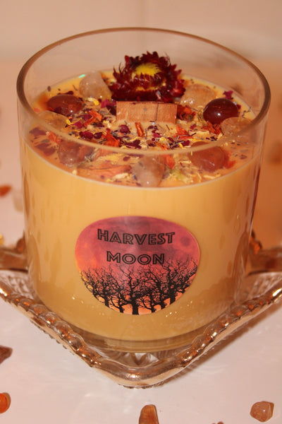 Harvest Moon Candle|Fall Candle|Autumn Candle|Harvest Candle|Cider Candle|Full Moon|Crystal Candle|Crystal Candles|Full Moon Candle