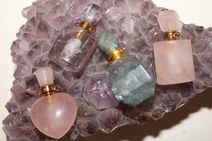 Crystal Perfume Bottle Pendant|Crystal Essential Oil Dropper Pendant|Essential Oil Dropper Necklace|Crystal Perfume Bottle Necklace